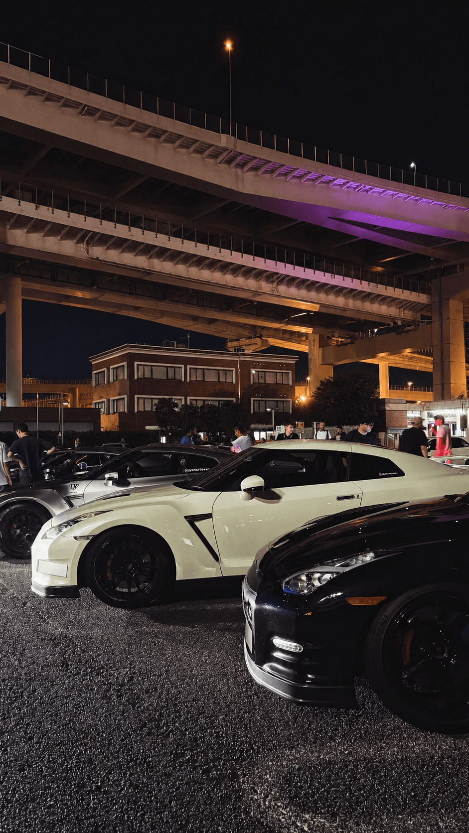 Nissan GT-Rs and other cars gathered at Daikoku Parking Area