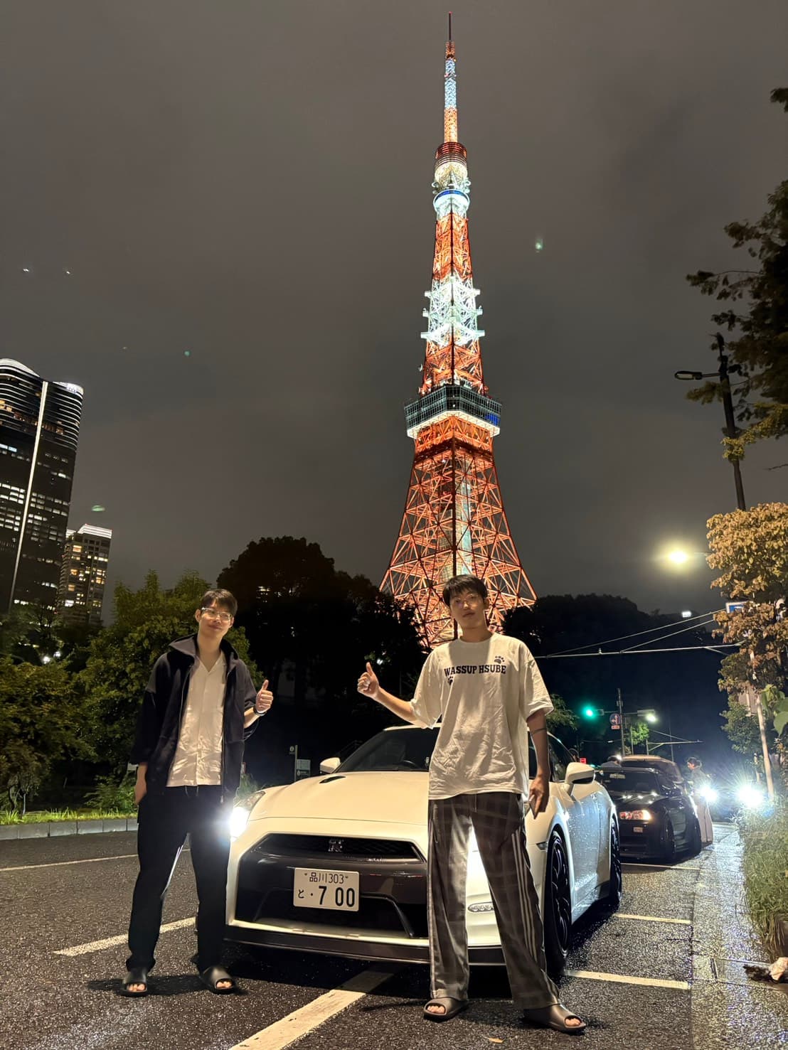 Guests with a Nissan GT-R R35 at Tokyo Tower
